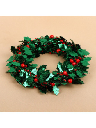 Листья на металлической проволоке, с бусинами, зелёные, красные