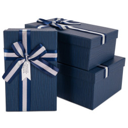Коробка Элегант, Темно-синий с декором