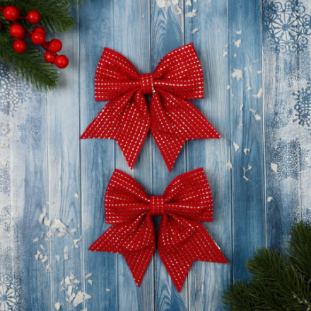 Ёлочные игрушки «Зимнее волшебство. Бантик плетёный», красный