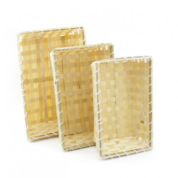 Плетеная корзина без ручки Бамбук светлый, прямоугольник