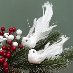 Набор ёлочных игрушек пара голубей, Белый