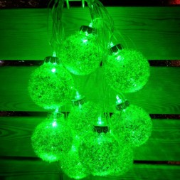 Новогодняя светодиодная гирлянда с глиттером, зеленая