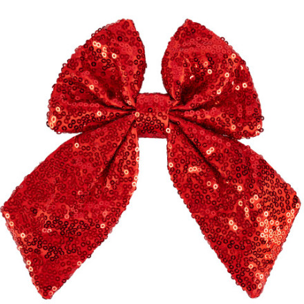 Декоративный бант Праздничные пайетки, Красный, с блестками