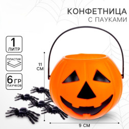 Конфетница с паучками «Тыква»