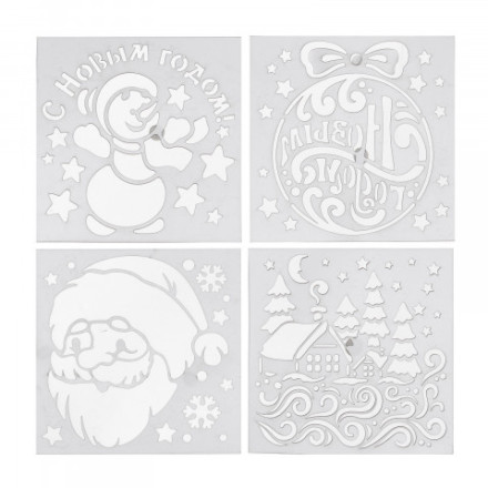 Спрей «Иней. Зимняя сказка», с трафаретами, белый