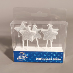 Свеча Звезда, Серебро глиттер