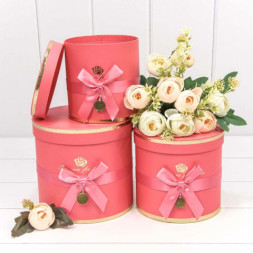 Коробка Цилиндр, Flowers for you, Коралловый