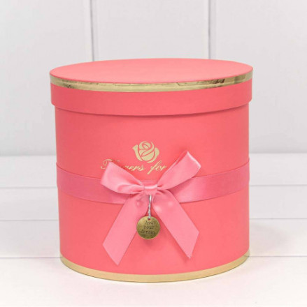 Коробка Цилиндр, Flowers for you, Коралловый
