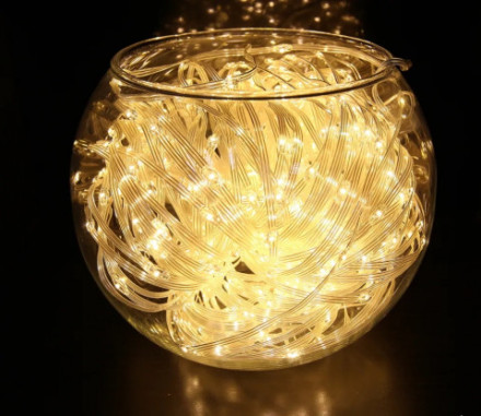 Новогодняя уличная Светодиодная гирлянда Капли, Теплый цвет Прозрачный провод