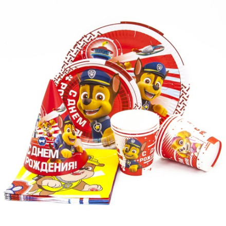 Стаканы  Щенячий Патруль, С Днем Рождения! Красный