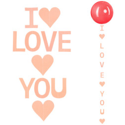 Гирлянда-подвеска I love you (сердца), Розовый, Перламутр