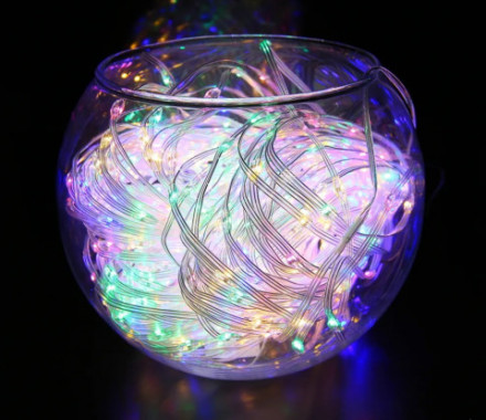 Новогодняя уличная Светодиодная гирлянда Капли, Разноцветная Прозрачный провод