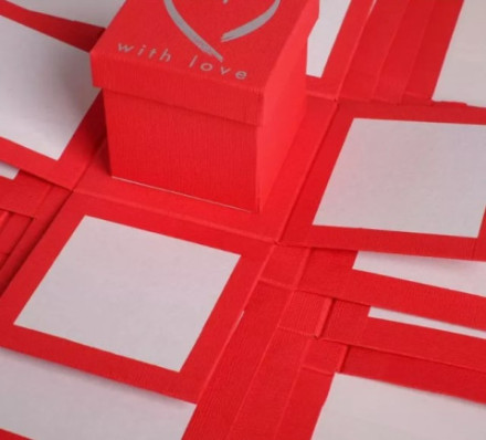 Набор подарочных коробок 5 в 1 WOW-эффект Красный, тиснение рогожка