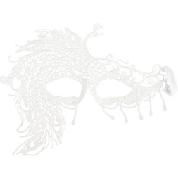 Маска кружевная, фигурная, Павлин, Белый