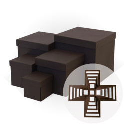 Набор подарочных коробок 5 в 1 WOW-эффект Коричневый, тиснение ромб крупный кофейный