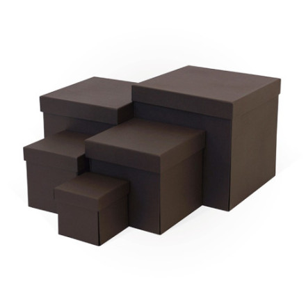 Набор подарочных коробок 5 в 1 WOW-эффект Коричневый, тиснение ромб крупный кофейный