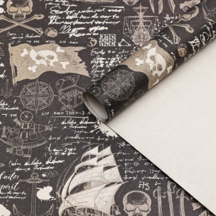 Бумага упаковочная, крафт &quot;Морской бой&quot;, черный