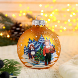 Распродажа! Новогодний елочный шар &quot;Дети&quot;  стекло, ручная работа, золото