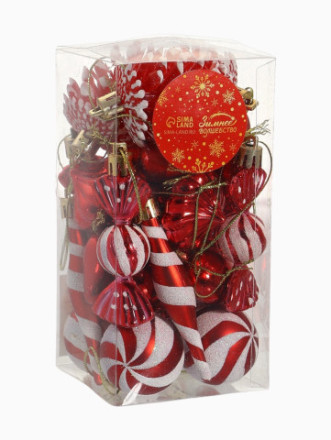 Набор елочных игрушек «Праздничный хоровод», красный