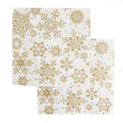 Салфетки, Золотые снежинки, Бежевый