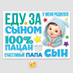 Набор магнитов на авто «Еду за сыном», на выписку