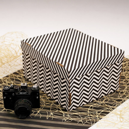 Коробка для хранения Игра линий, Полоска Зигзаг, белый/черный