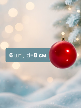Ёлочные игрушки новогодние «Винтажный глянец», красный