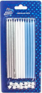 Свечи Голубой микс, Металлик