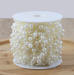 Бусы перламутровые диаметр 3 + 8 мм на бобине, Жемчужный
