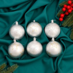 Набор новогодних елочных шаров &quot;Волшебная ночь&quot;, серебро