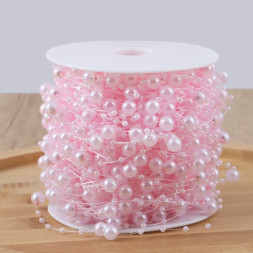 Бусы перламутровые диаметр 3 + 8 мм на бобине, Розовый