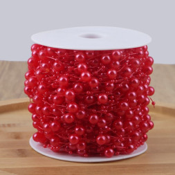 Бусы перламутровые диаметр 3 + 8 мм на бобине, Красный