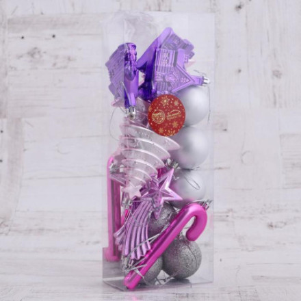 Ёлочные игрушки «Вечер чуда», серебристый/сиреневый