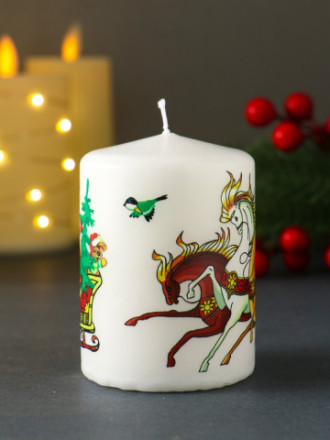 Свеча новогодняя пеньковая «Три коня»