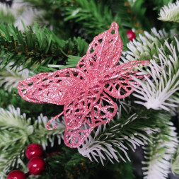 Набор елочных украшений Ажурные бабочки, Розовый