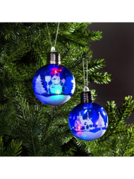 Набор ёлочных шаров «Зимний пейзаж», 1 LED, от батареек, свечение RGB