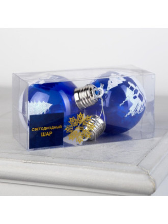 Набор ёлочных шаров «Зимний пейзаж», 1 LED, от батареек, свечение RGB