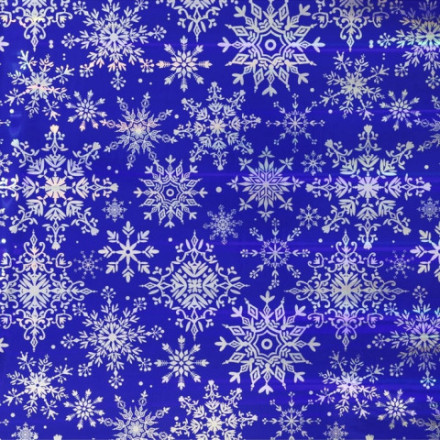Плёнка упаковочная на Новый год полиграфичная «Снежинки», синий