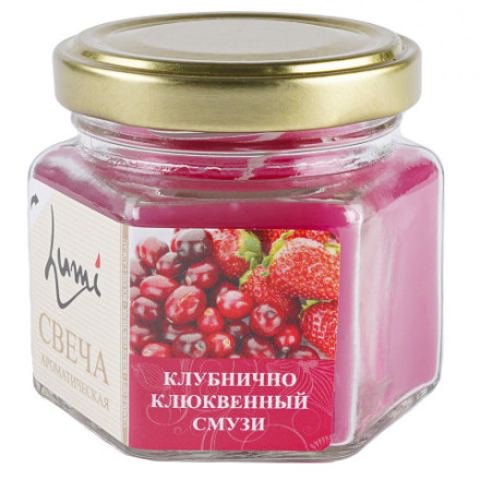 Свеча ароматическая, в банке, Клубнично-Клюквенный Смузи