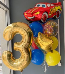 Набор шаров для мальчика с цифрой Гоночная машина