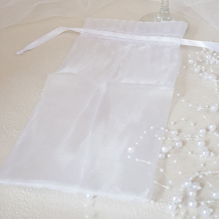 Набор мешочков для битья свадебных бокалов &quot;На счастье&quot; , белые завязки