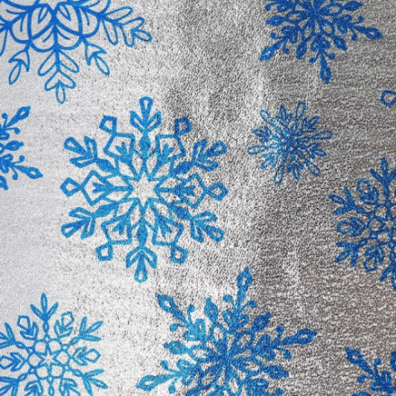 Плёнка упаковочная на Новый год фольгированная «Снежинки», серебро