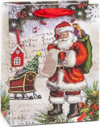 Пакет подарочный, Дед Мороз, Список подарков, с блестками