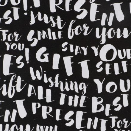 Бумага упаковочная глянцевая двухсторонняя «Шрифт черно-белый» 7840582