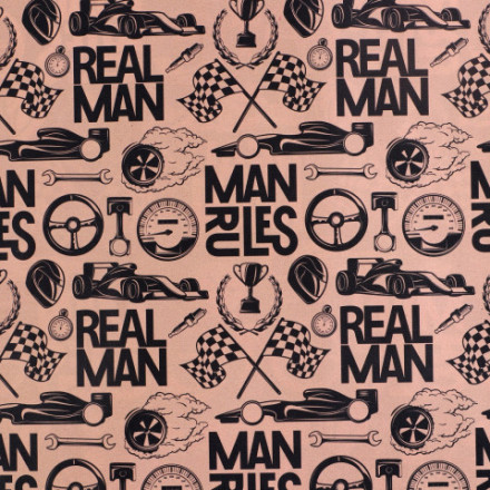 Бумага упаковочная глянцевая двухсторонняя «Брутальность», гоночные машины