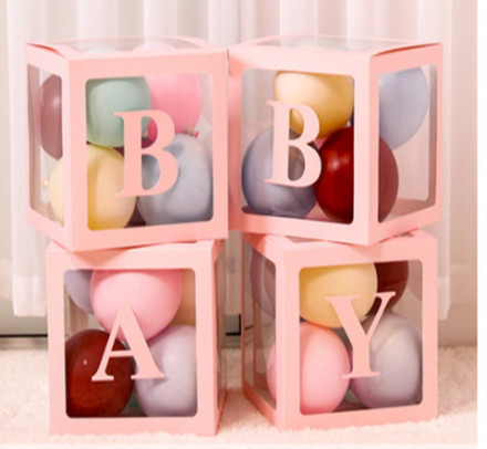 Набор коробок для воздушных шаров Baby, Нежно-розовые грани, Прозрачный