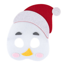 Маска карнавальная, из фетра, Снеговик, Белый/Красный