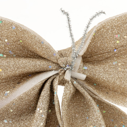 Декоративный бант Праздничный, Шампань, с блестками