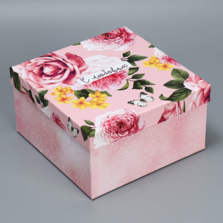 Подарочная коробка «Цветы», квадрат