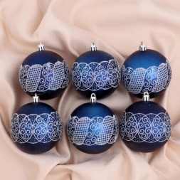 РАСПРОДАЖА! Набор новогодних елочных шаров &quot;Волшебное кружево&quot; синий